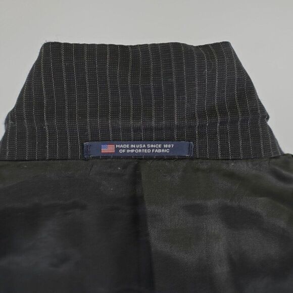 Hart Schaffner Marx Black Striped Wool 2 Button Suit Jacket 46R Tagged 48R - Picture 14 of 15